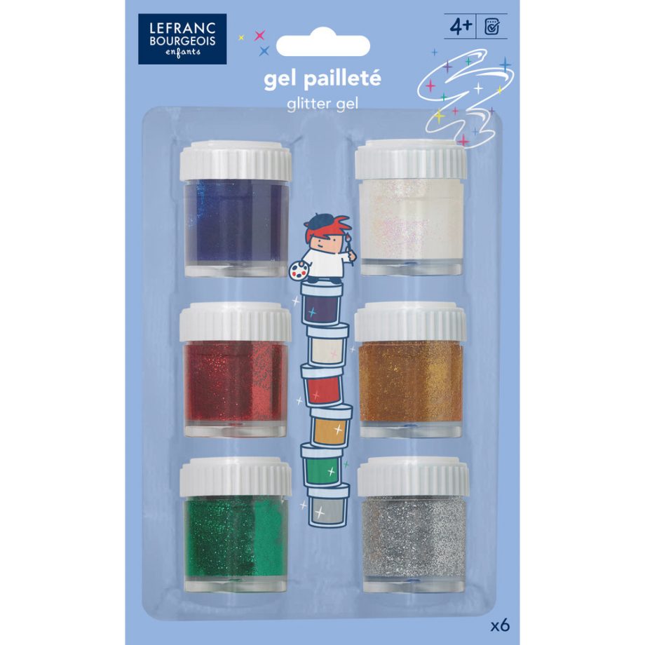 Lefranc Bourgeois Enfants - Assortimento Brillantini 6x 22ml (3 Temp.+3 Gel)