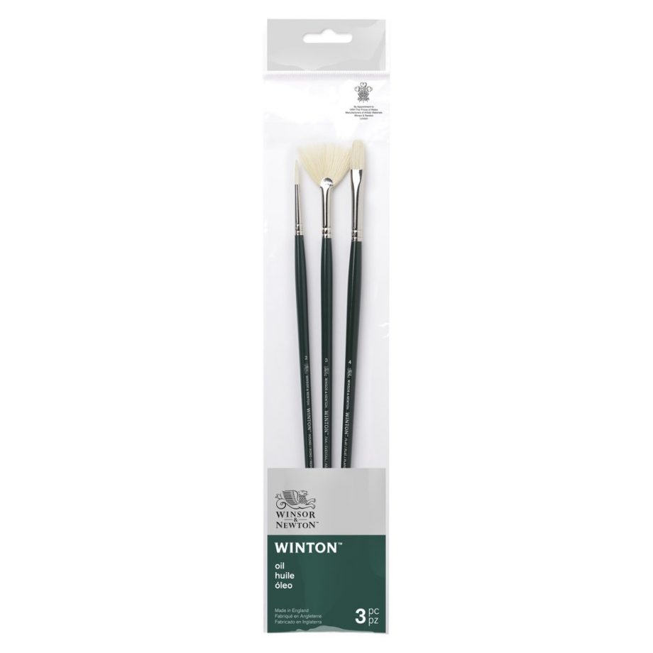 Winsor & Newton Set 3 Pennelli Winton V3 - Manico Lungo