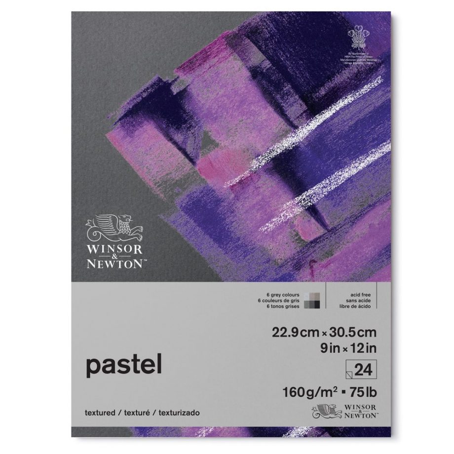 Winsor & Newton Pastello Blocco 160G - 22,9 x 30,5 cm - 24 Fogli - 6 Colori Grigi