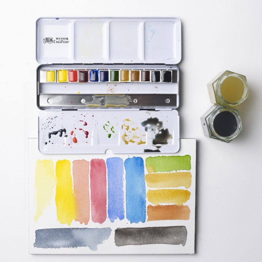 Winsor & Newton  Professional Water Colour Customizable Travel Tin - 12 Mezzi Godet (Ex Black Box)