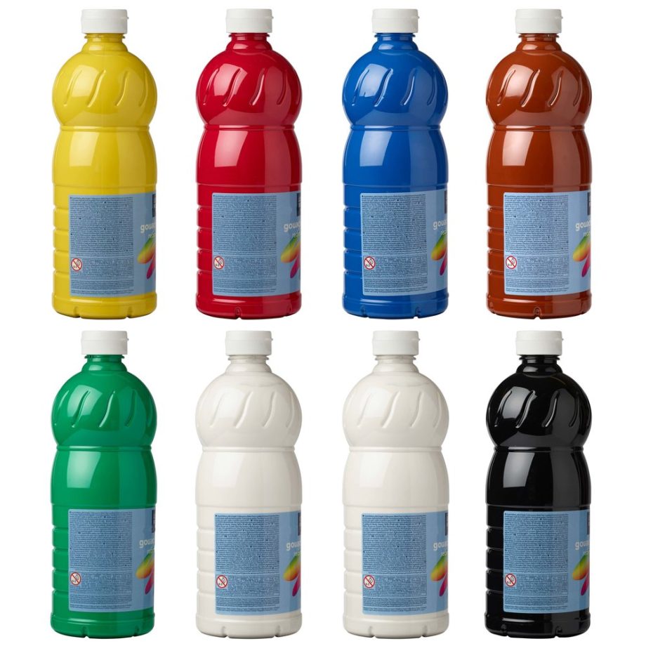 Lefranc Bourgeois Enfants Tempera Liquida Redimix Assortimento 8 x 1 L colori primari