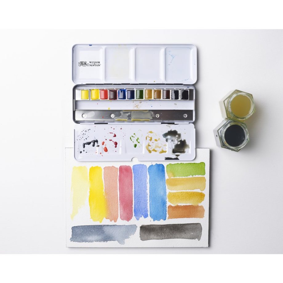 Winsor & Newton  Professional Water Colour Customizable Travel Tin - 12 Mezzi Godet (Ex Black Box)