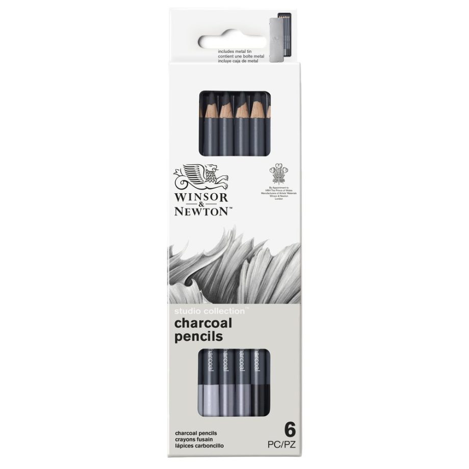 Winsor & Newton Studio Collection - Scatola in Metallo 6 Matite Carboncino (Blister)