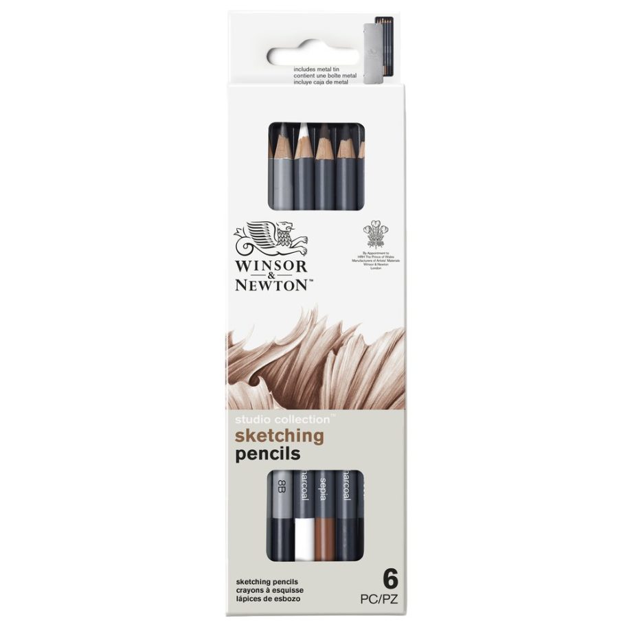 Winsor & Newton Studio Collection Scatola in metallo 6 matite da schizzo