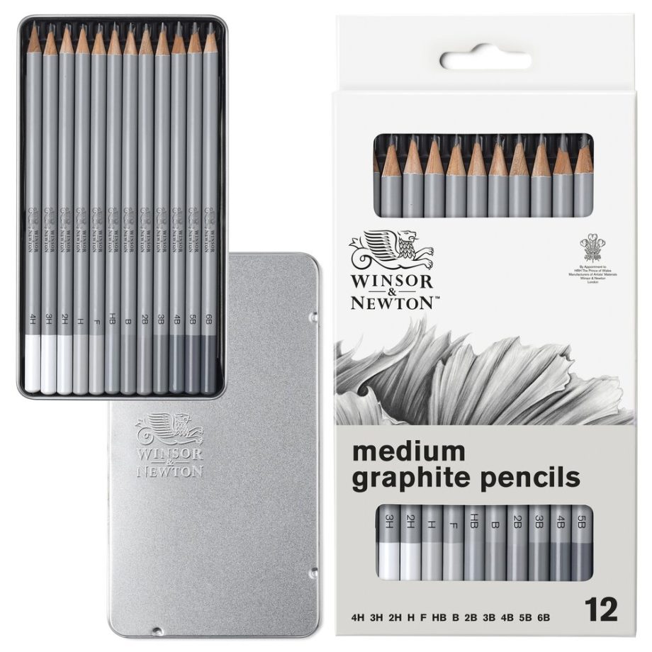 Winsor & Newton Studio Collection Scatola in metallo 12 matite grafite mina durezza media