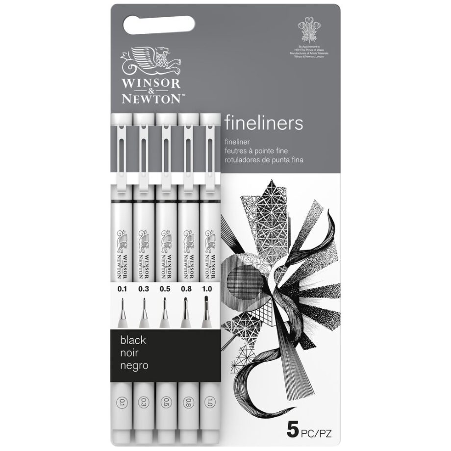Winsor & Newton Fineliner nero punta Assortment Set