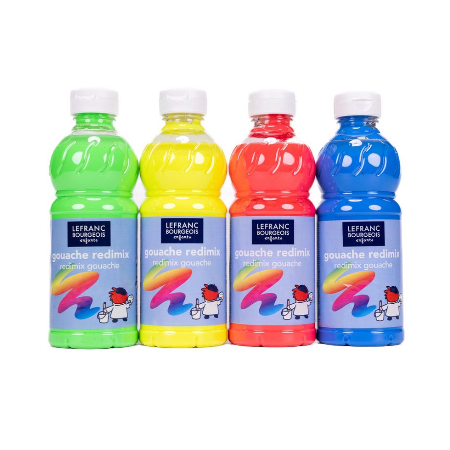 Lefranc Bourgeois Enfants Tempera Liquida Redimix Assortimento 4 x 500 mL fluos