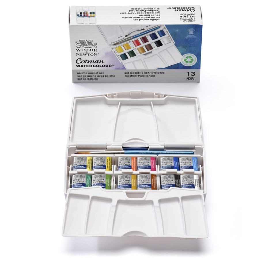 Winsor & Newton Cotman Acquarello Pocket Plus - 12 mezzi-godet