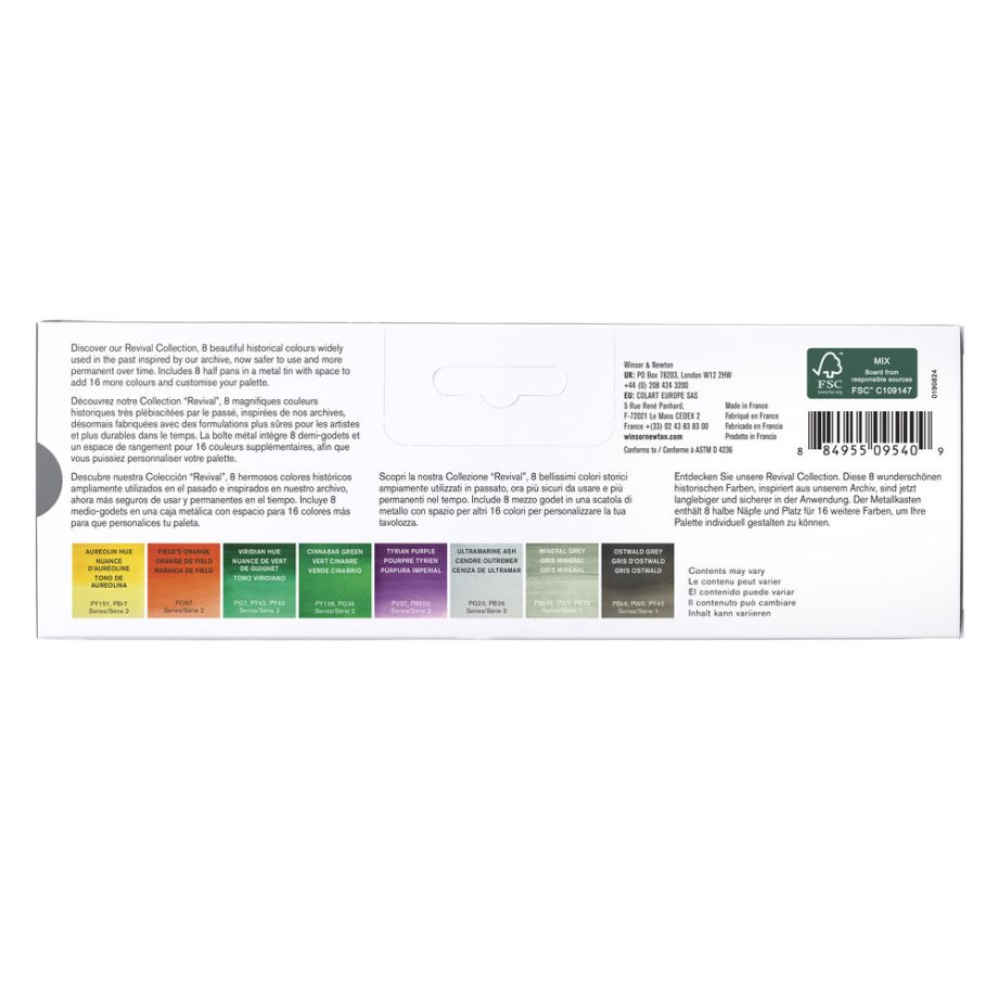 Winsor & Newton Professional Watercolour Revival Colori 8 Half Pan
