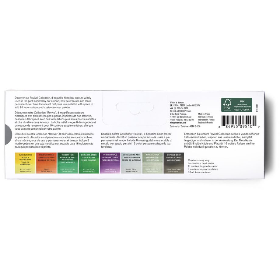 Winsor & Newton Professional Watercolour Revival Colori 8 Half Pan