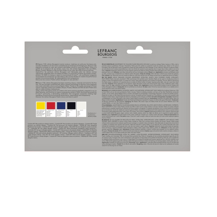 Lefranc Bourgeois Flashe Set Colori Primari 5x80ml