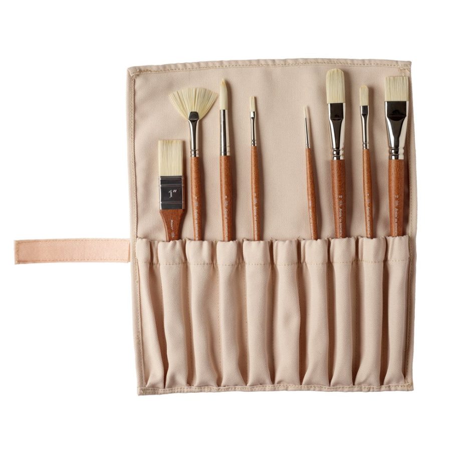 Winsor & Newton Artists' Synthetic Hog Brushes for Oil Colours 8 Pack