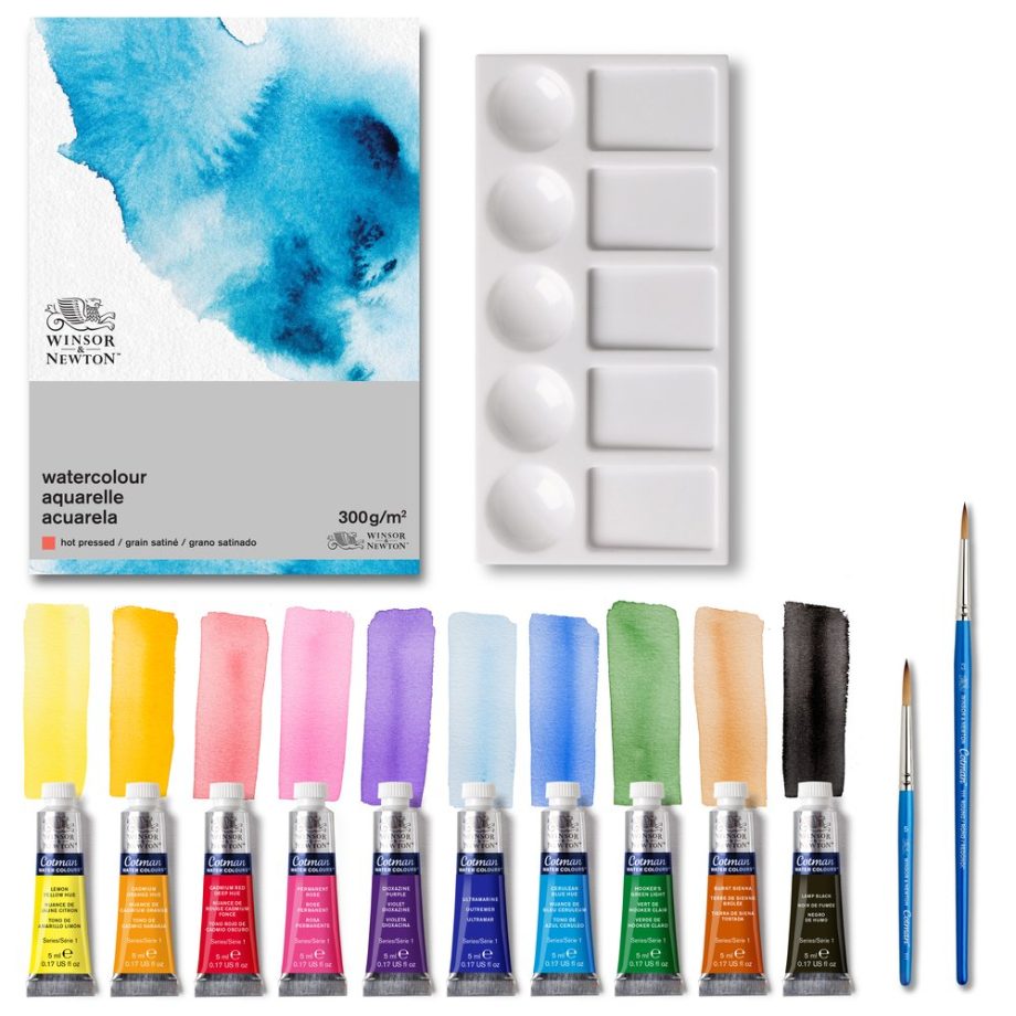 Winsor & Newton Acquarello Cotman Set 10x5ml + Carta + Acc.