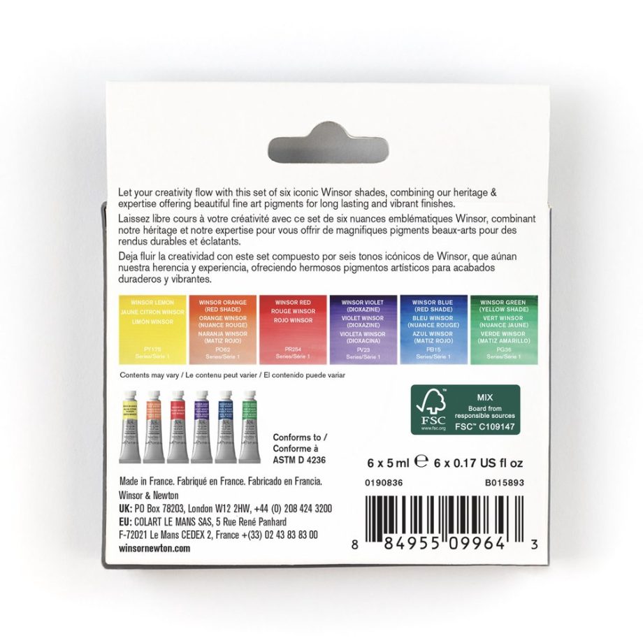 Winsor & Newton Professional Watercolour Set Tubi 6x5ml Colori Winsor