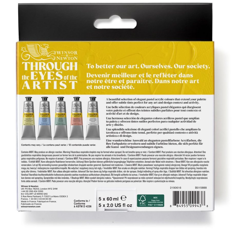 Winsor & Newton Galeria Acrilico Set Tubi 5x60ml Colori Pastel