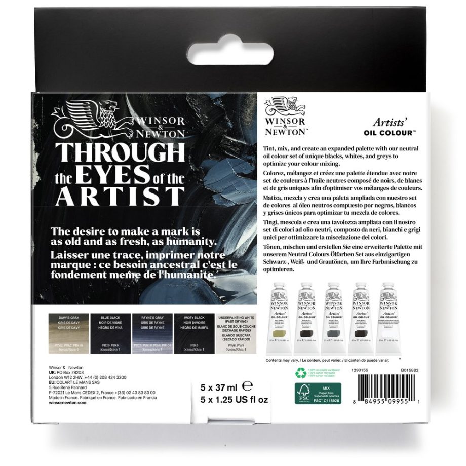 Winsor & Newton Artists Olio Set Tubi 5x37ml Colori Neutri