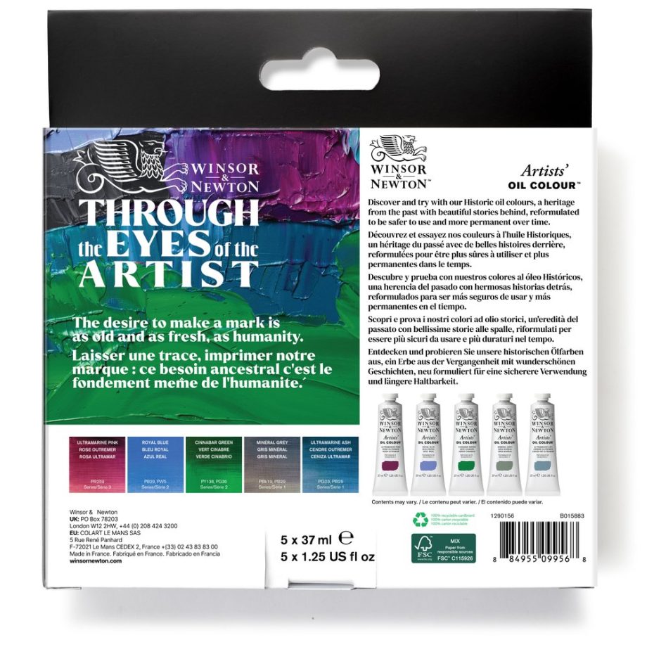 Winsor & Newton Artists Olio Set Tubi 5x37ml Colori Storici