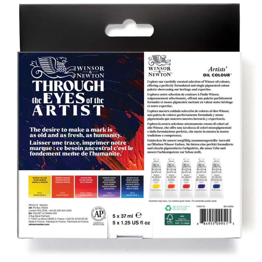 Winsor & Newton Artists Olio Set Tubi 5x37ml Colori Winsor