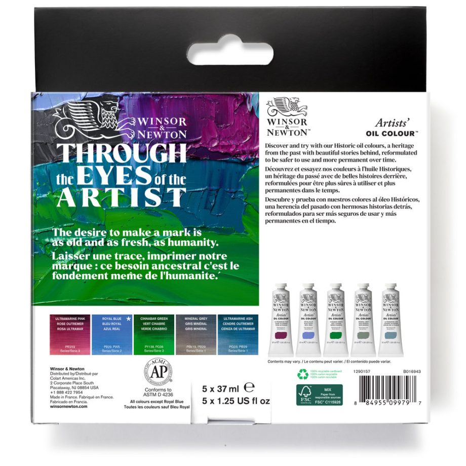 Winsor & Newton Artists Olio Set Tubi 5x37ml Colori Storici