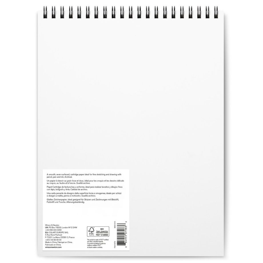 Winsor & Newton Carta Disegno - Blocco A Spirale Grana Fine 150G - 27,9 x 35,6 cm  - 25 Fogli