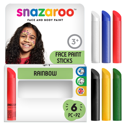 Snazaroo Rainbow Face Paint Sticks - Set of 6 - Western Europe
