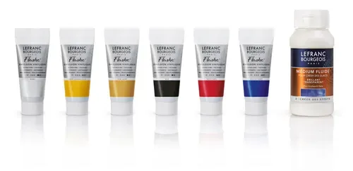 Lefranc Bourgeois Acrilico Flashe Set 6 Tubi Da 20ml - + Vernice Finale Opaca 120ml