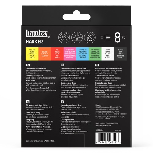Liquitex Marker 8 x 2mm - Set 1 Colori Essenziali