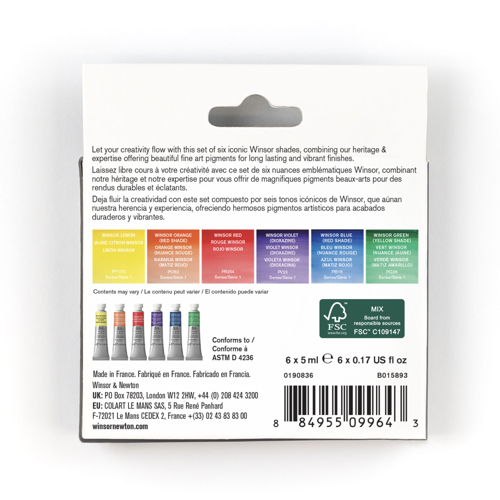 Winsor & Newton Professional Watercolour Set Tubi 6x5ml Colori Winsor