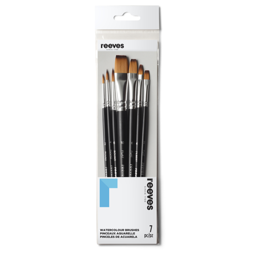 reeves Set 7 Pennelli x Acquarello Sintetici Manico Corto