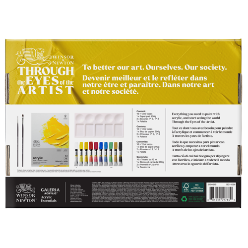 Winsor & Newton Acrilico Galeria Set 10x12ml + Carta + Acc.