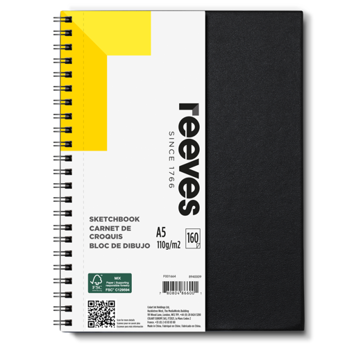 reeves Blocco Carta Per Schizzo Spirale A5