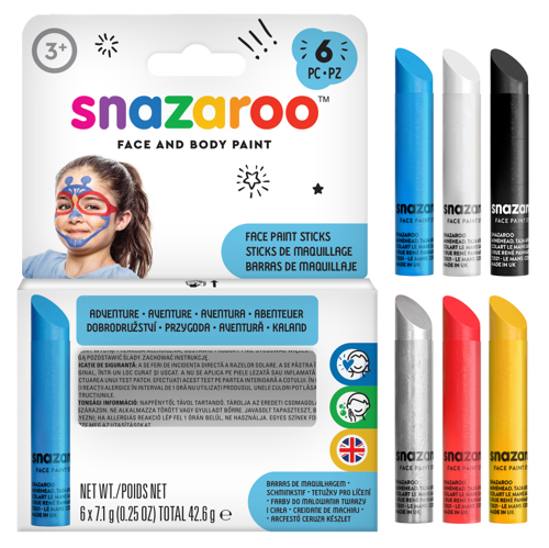 Snazaroo Adventure Face Paint Sticks - Set of 6 - Western Europe
