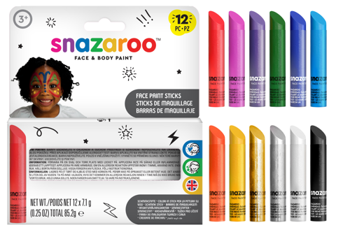 Snazaroo 12 stick colori per viso