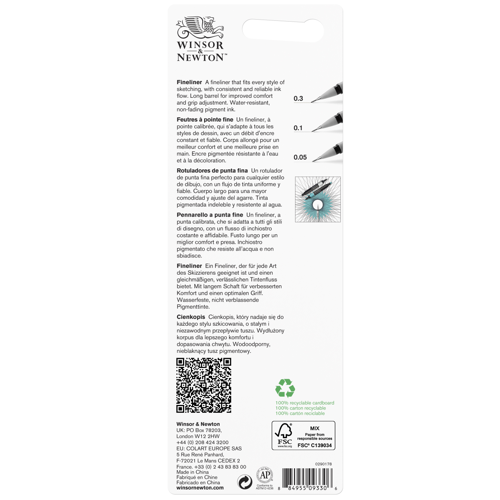 Winsor & Newton Fineliner Nero x3 (0.5-0.1-0.3mm)