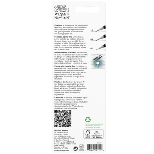 Winsor & Newton Fineliner Nero x3 (0.5-0.8-1.0mm)