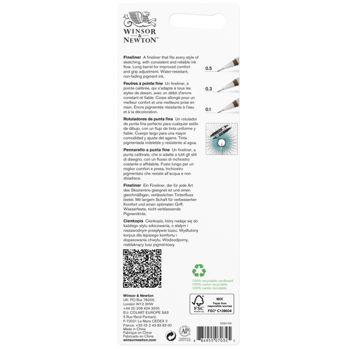 Winsor & Newton Fineliner Sepia Set x3 Ast
