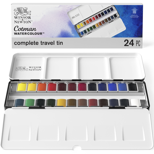 Winsor & Newton Cotman Acquarello confezione di metallo sketchers  - 24 mezzi-godet