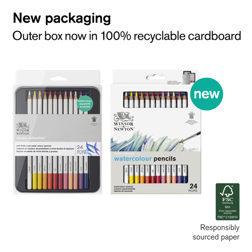 Winsor & Newton Studio Collection Scatola in metallo 24 matite acquarello