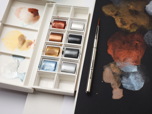 Winsor & Newton Acquarello Cotman Set 8 Mezzi Godet Colori Metallici