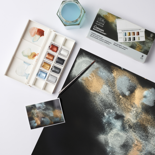 Winsor & Newton Acquarello Cotman Set 8 Mezzi Godet Colori Metallici