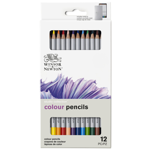 Winsor & Newton Studio Collection Scatola in metallo 12 matite colorate