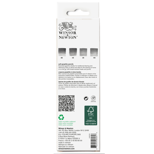 Winsor & Newton Studio Collection - Scatola in Metallo 4 Matite Grafite + Gomma (Blister)
