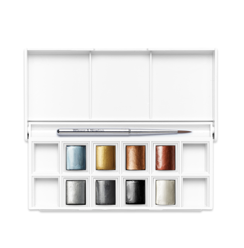 Winsor & Newton Acquarello Cotman Set 8 Mezzi Godet Colori Metallici