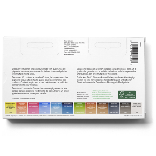 Winsor & Newton Cotman Scatola Painting Plus 12 Tubi 8ml