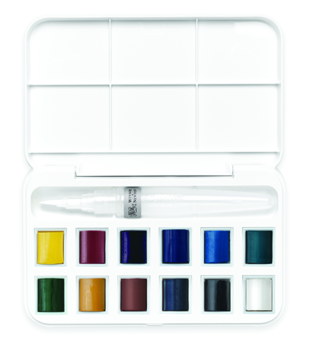 Winsor & Newton Cotman Set Brush Pen 12 x 1/2 Godet + Pennello Serbatoio