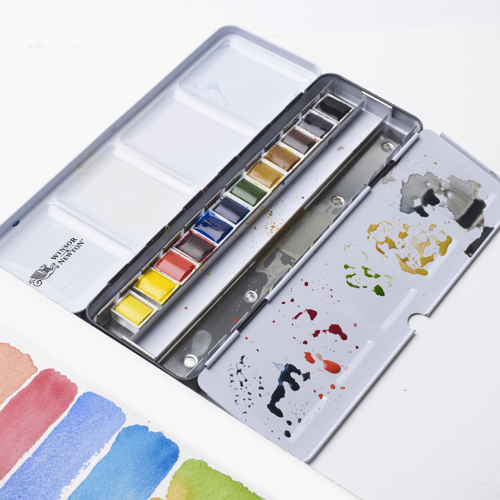 Winsor & Newton Professional Water Colour Customizable Travel Tin - 12 Mezzi Godet (Ex Black Box)