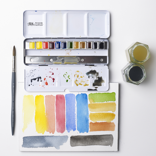 Winsor & Newton Professional Water Colour Customizable Travel Tin - 12 Mezzi Godet (Ex Black Box)