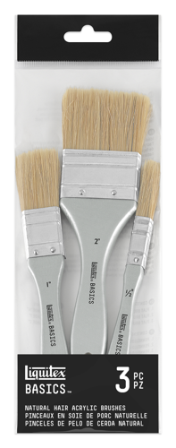 Liqutex Basics Set 3 Pennelli - Setole Naturale di Maiale - Piatti Misure 1/2",1",2"