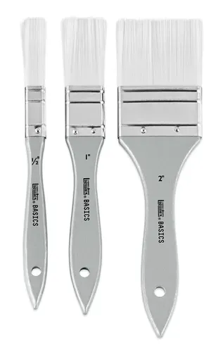 Liquitex Basics Set 3 Pennelli - Fibre Sintetiche - Piatto Misure 1/2