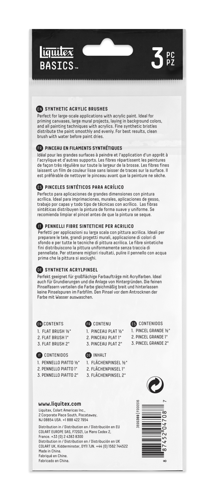Liquitex Basics Set 3 Pennelli - Fibre Sintetiche - Piatto Misure 1/2